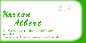 marton albert business card